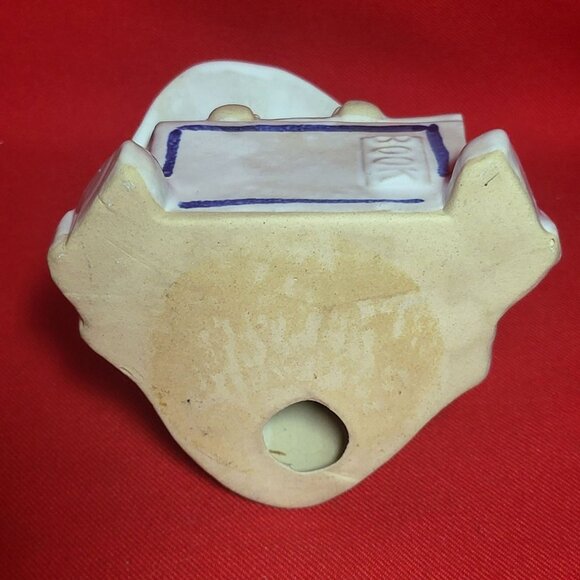 Vintage UCTCI Sitting Girl Hat Book Figurine Incense Stick Holder Ceramic Japan - Picture 4 of 12